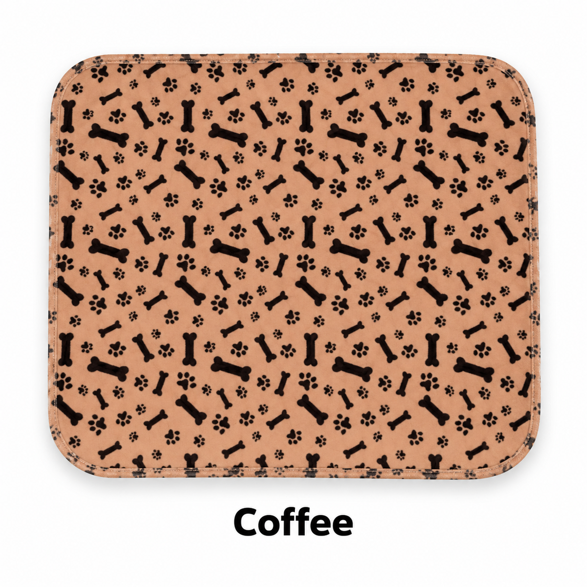 Coffee washable dog pad with paw and bone print